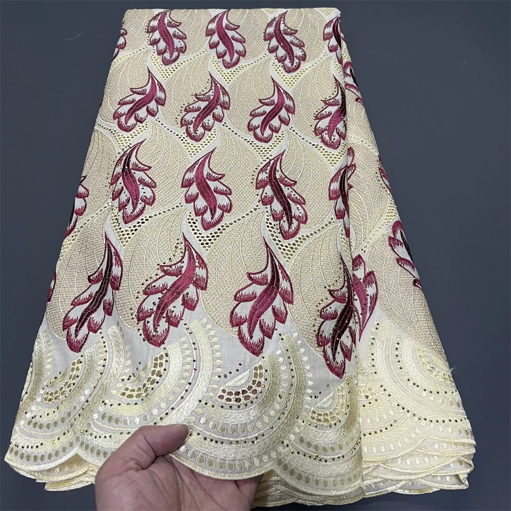 

2025 африканский нигерийский тюль, кружевная ткань для шитья платья, высокое качество, дамасский хлопок, чистая вышивка, свадебная вечеринка, hz1381 5 ярдов