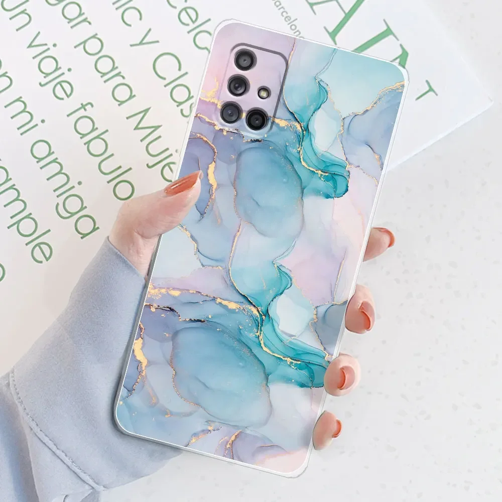 Dla Samsung Galaxy A71 Etui Gradient Color Transparent Cases dla Samsung A51 A515 A515F A 71 51 A51 Cover Silicone Back Bumper