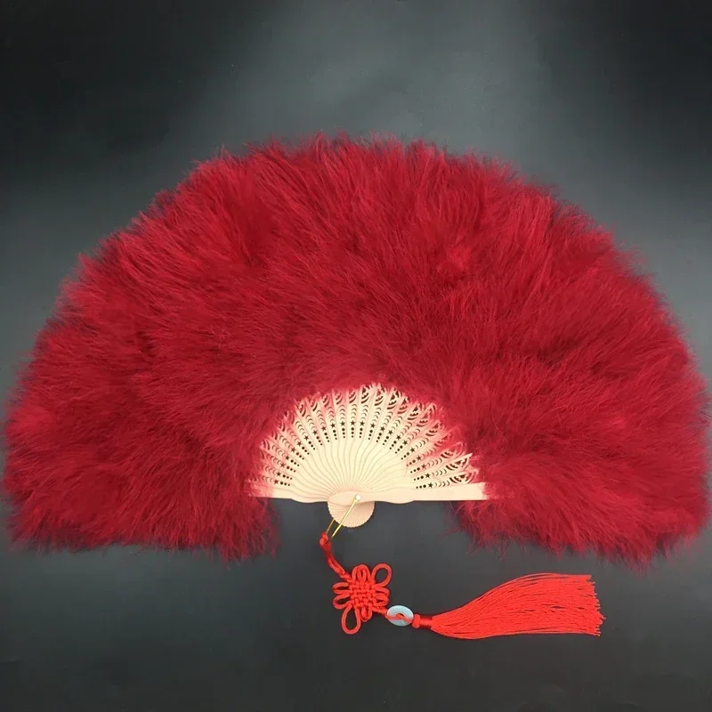 Opvouwbare Veren Hand Fan Thee Vrijgezellenfeest Handheld Dans Flapper Maraboe Bal Kostuum Festival Rekwisieten Anime Bruiloft