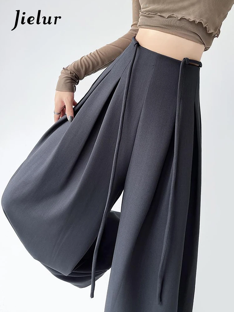 Fashion Street Casual Loose Woman Pants Summer New Solid Color Slim Women Pants Simple Basic Black Apricot Wide Leg Pants Female