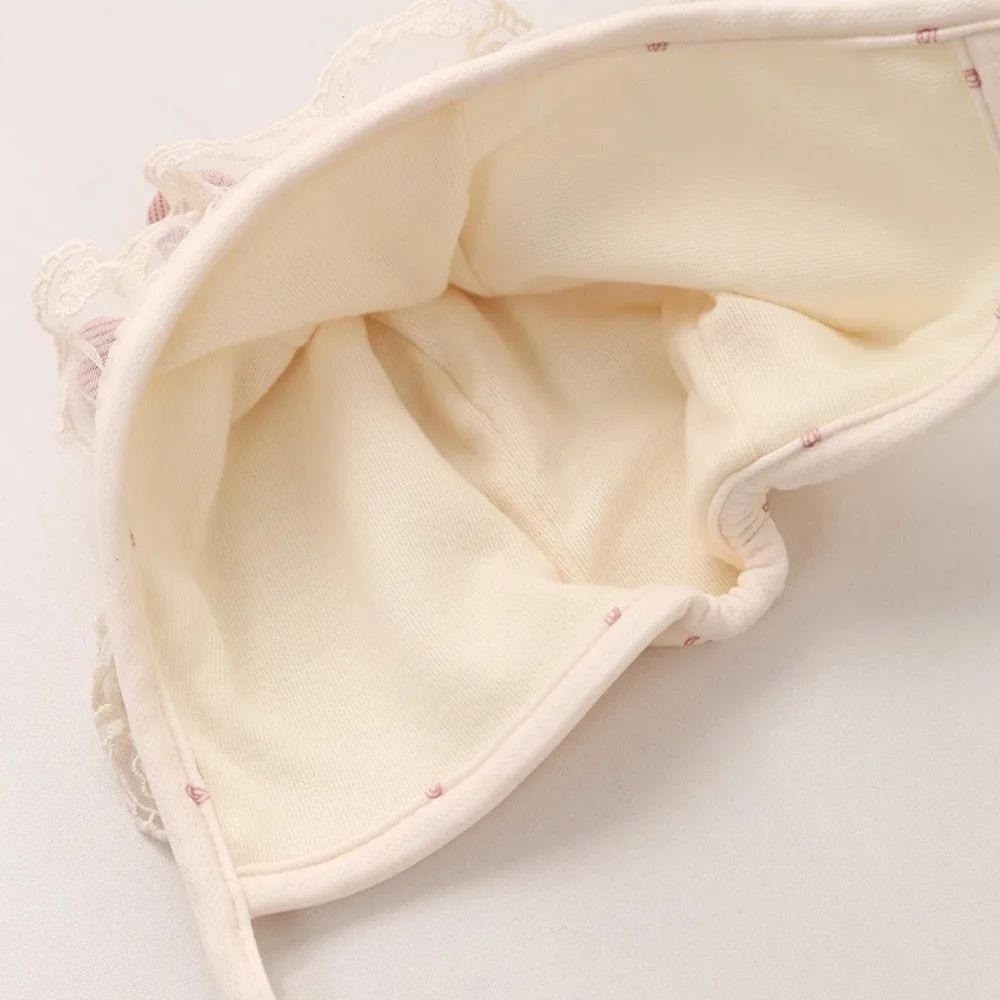 

Новая милая шапочка-бини для новорожденных с кружевным бантом, защитой ушей, милым цветочным принтом, в стиле принцессы, из мягкого хлопка, с ушками для младенцев