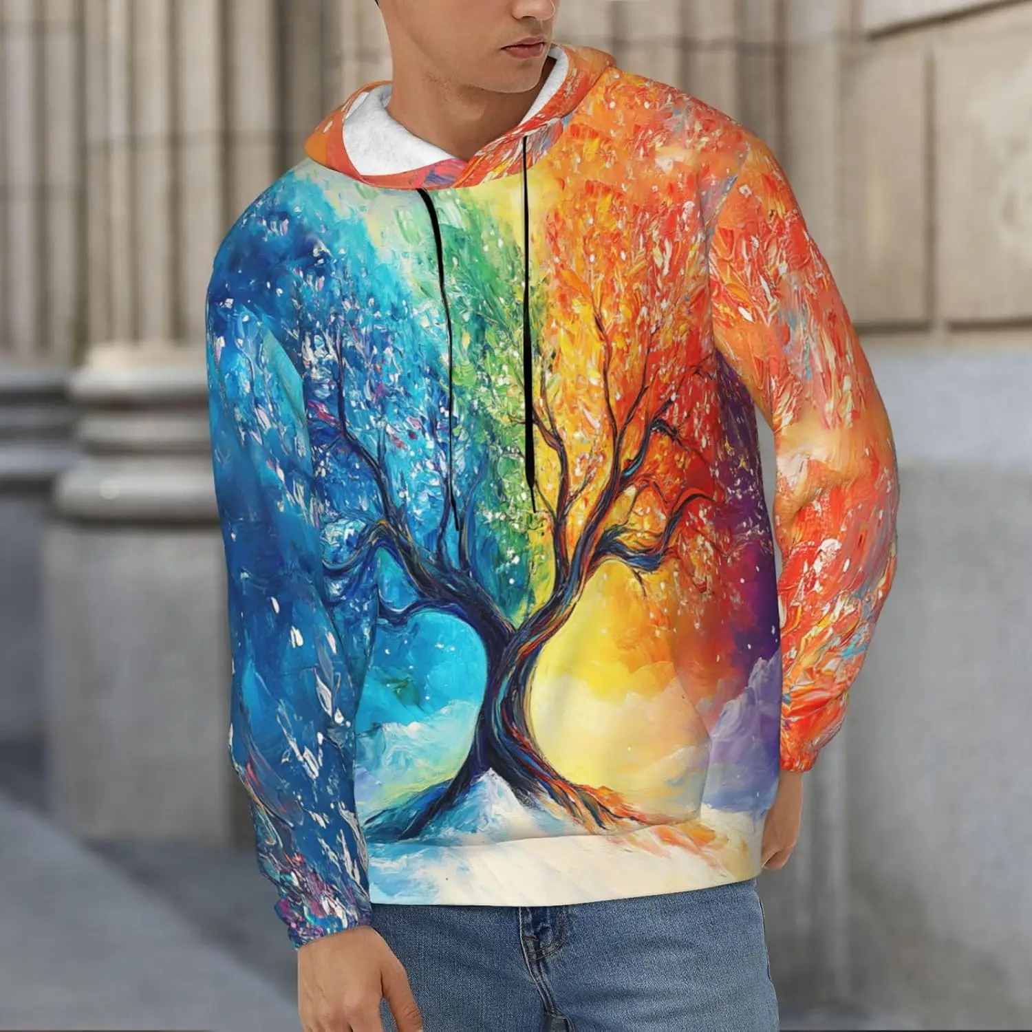 Colorful Cats Graphic Men's Hoodies 3D Print Fashion Design Funny Pattern Long Sleeve Clothes Loose Comfortable Hooded Pullovers