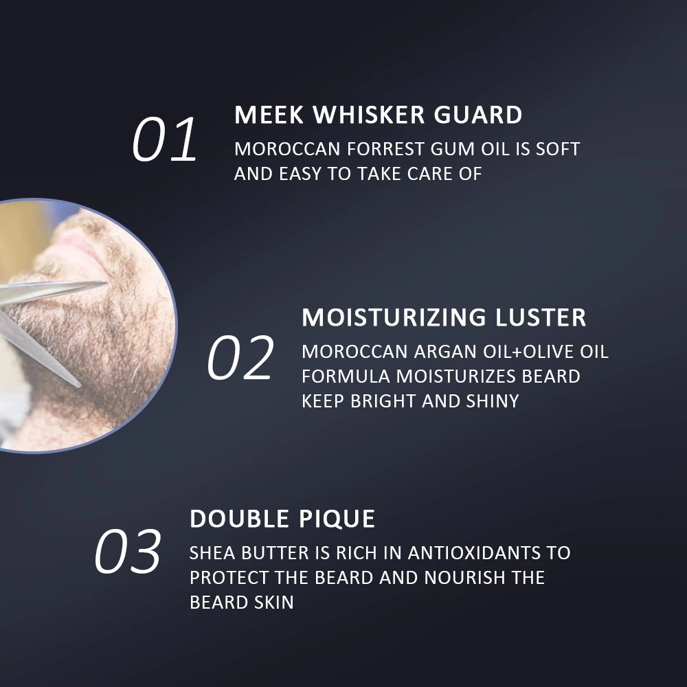 Olio per la crescita della barba dei peli del viso per gli uomini Addensare Morbido Liscio Nutrire l'olio per la barba Baffi naturali Olio essenziale per la cura della barba