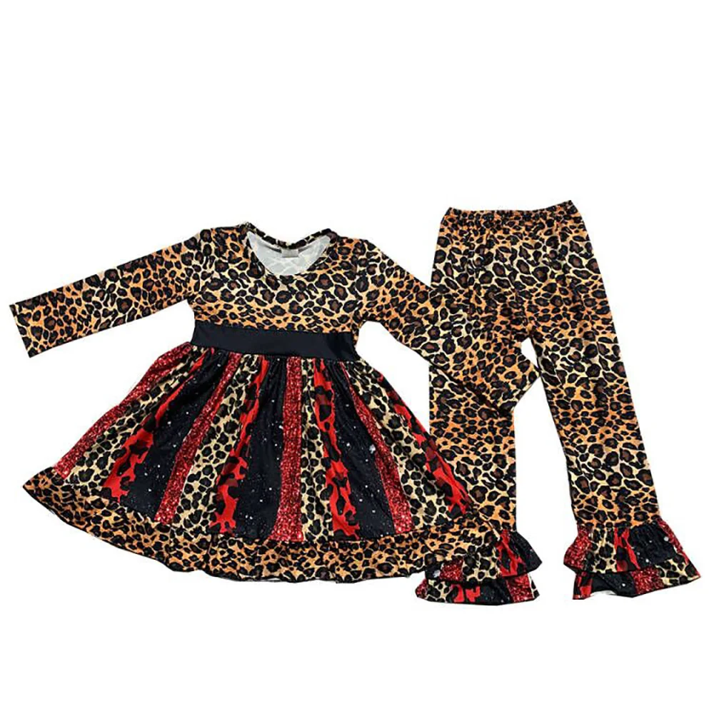 

Toddler Girls Leopard Outfits Long Sleeves Tunic Top Boutique Leggings Girls 2 Piece Set