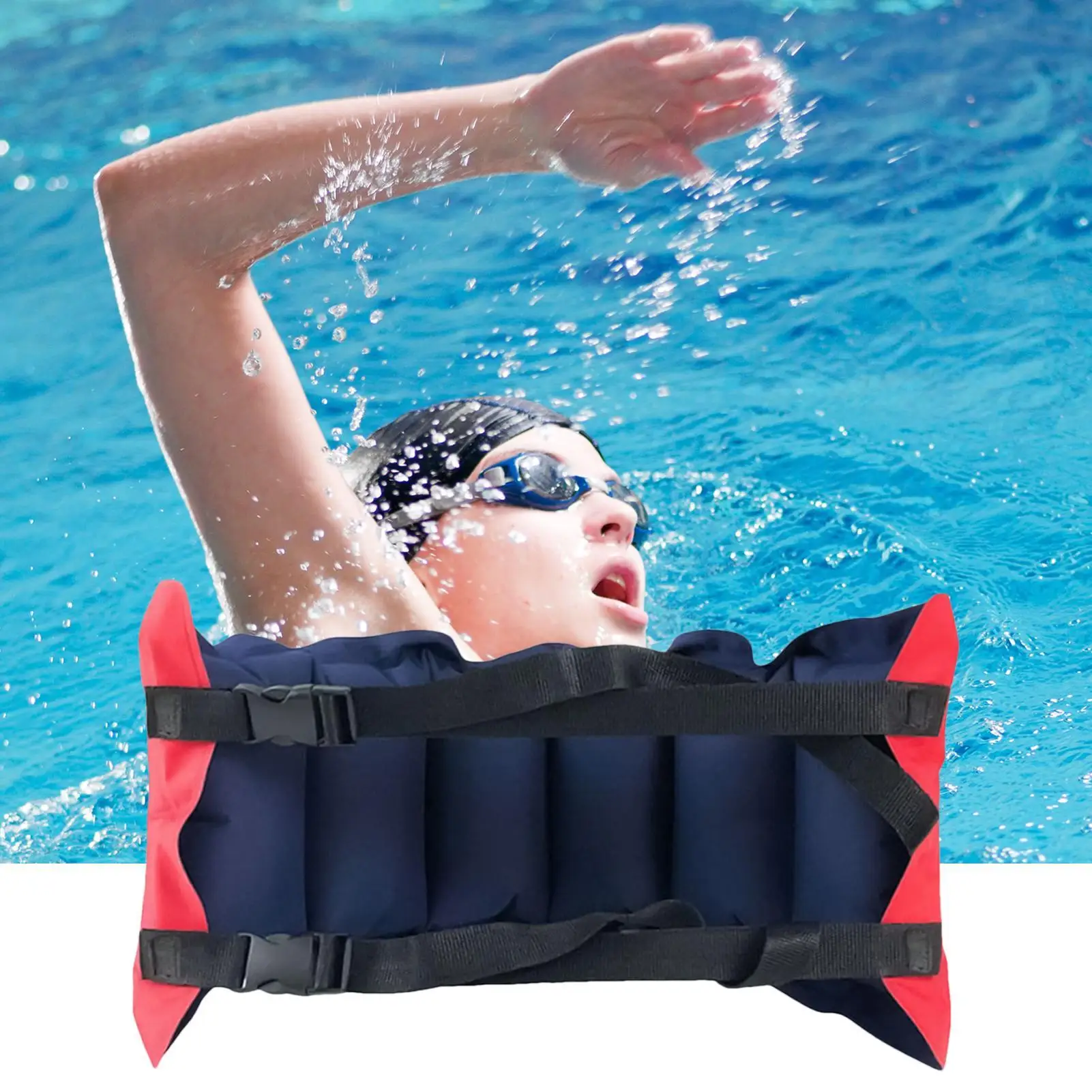 1pc Summer Thickened Inflatable Swim Belt Adjustable Protable Swimming Training Waist Belt Float Water Play Pool Floating Belt
