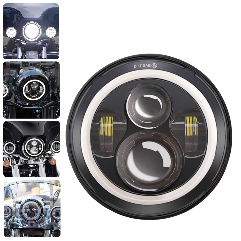 Motorcycle Led 7inch Car Accessories Angel Eyes H4 Led Headlight For Lada Niva 4X4 Uaz Hunter Hummer Running Lights 40W/60W/80W