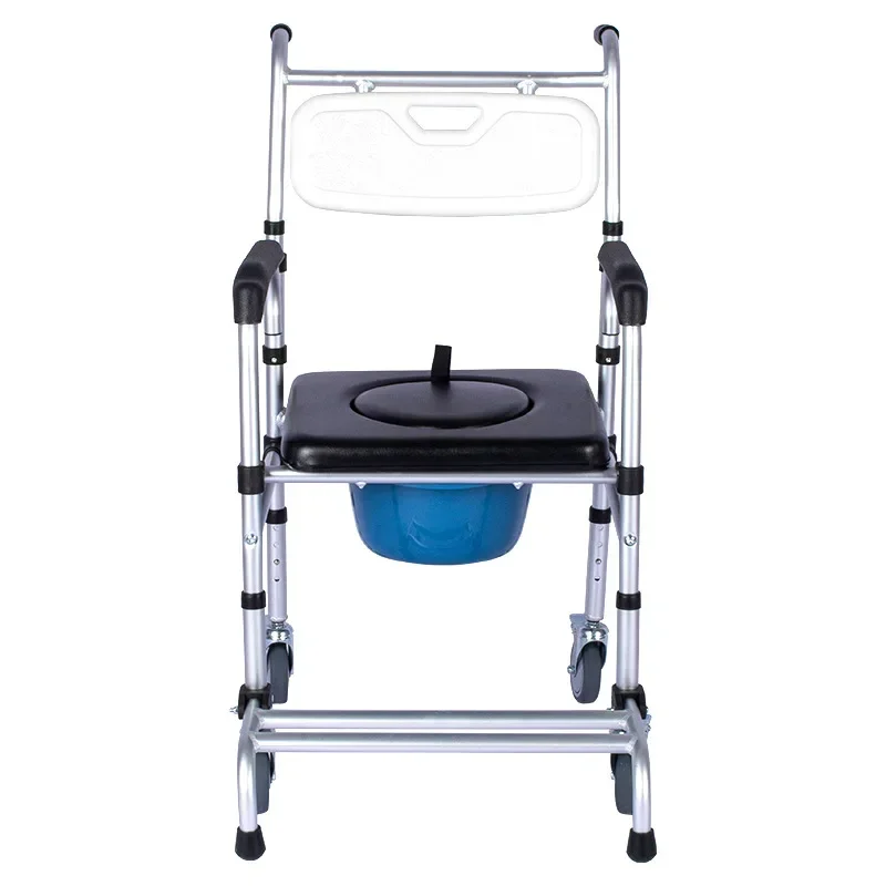 Bath Chair The Elderly Toilet Mobile  Stool Toilet Wheeled Aluminum Alloy Elderly Toilet Chair