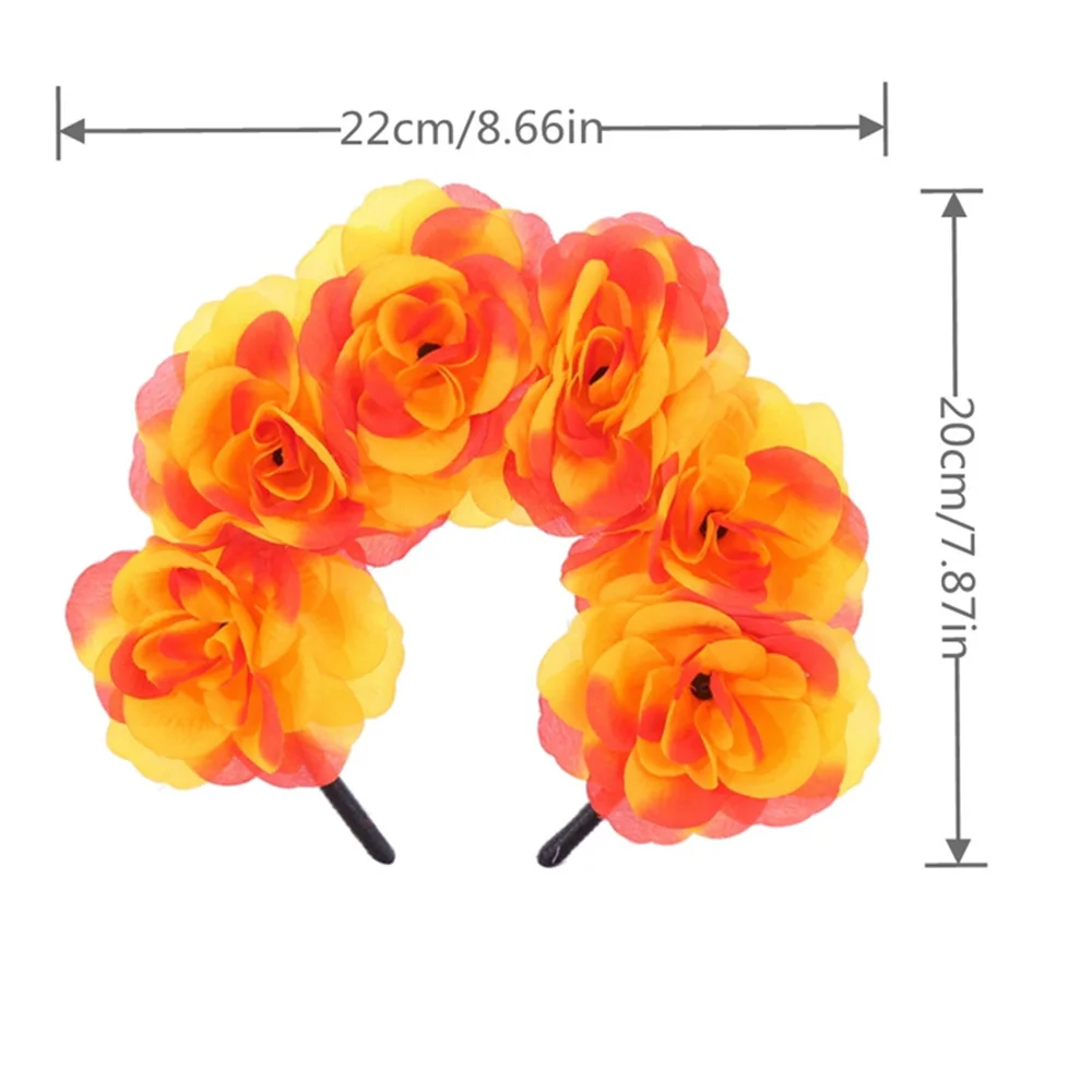 Fascia per capelli di Halloween Ladies Girls Day Of The Dead Red Rose Flowers copricapo fascia per capelli floreale Party Cosplay accessori per capelli da donna