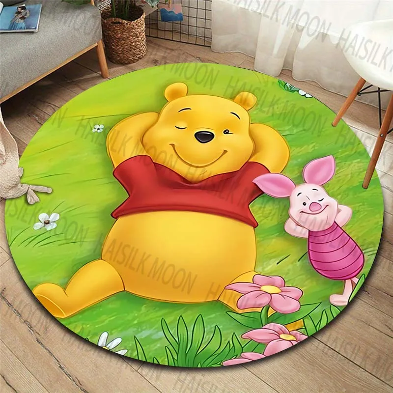 

Winnie The Pooh Cartoon Round Carpet for Living Room Girls Dressing Room Area Rugs Chair Sofa Decorative Carpet Floor Mat Decor