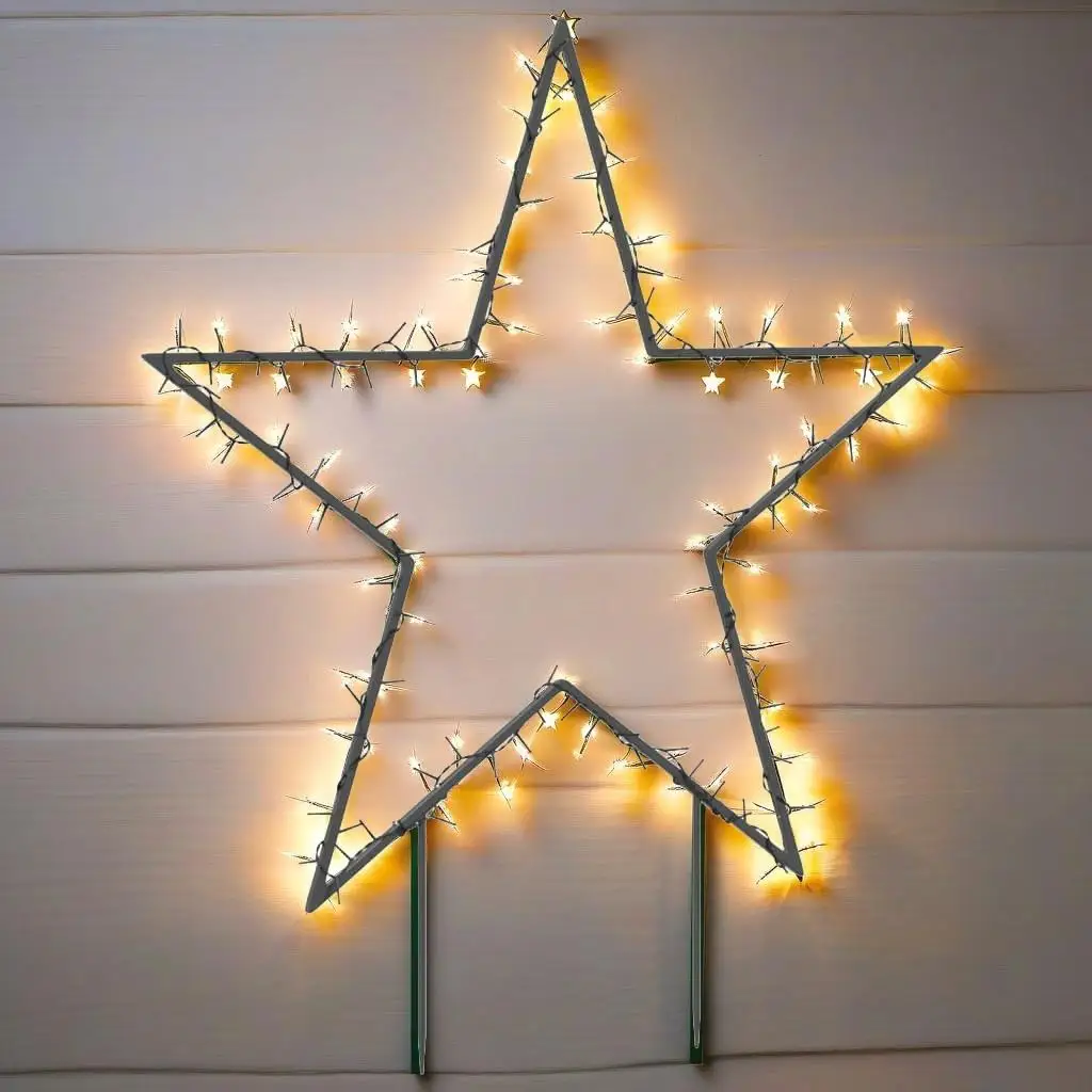 

33.5'' Star-Shaped Christmas Light Decoration with 115 LEDs & Ground Spikes – Festive Outdoor Holiday Decor