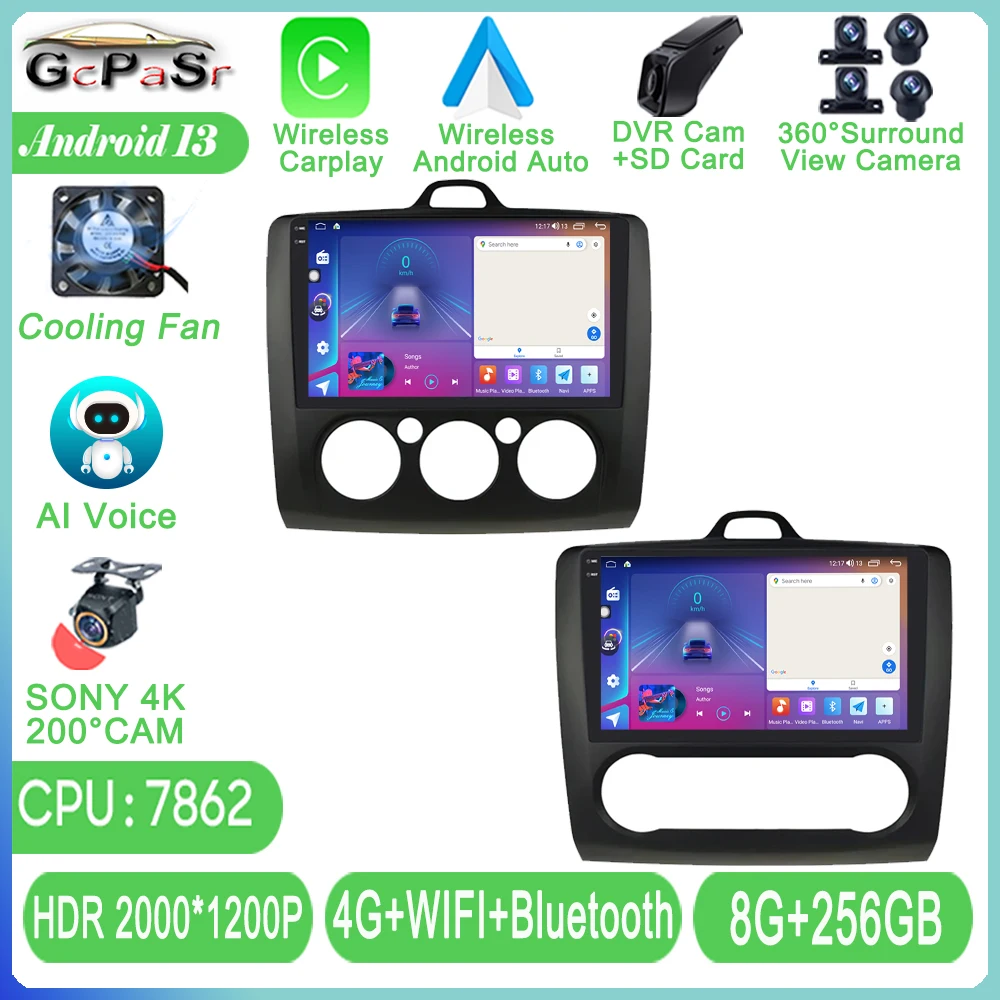 

Android Auto For Ford Focus 2 Mk 2 Fox 2004 - 2011 Car Radio Multimedia Video Player GPS Navigation Autoradio Stereo BT NO 2 DIN