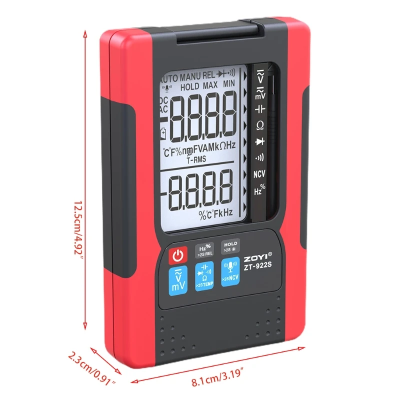 

ZOYI ZT-922S Digital Voice Smart Multimeter Transistor Testers 6000 Counts True RMS Auto Electrical Capacitance Meter Resistance