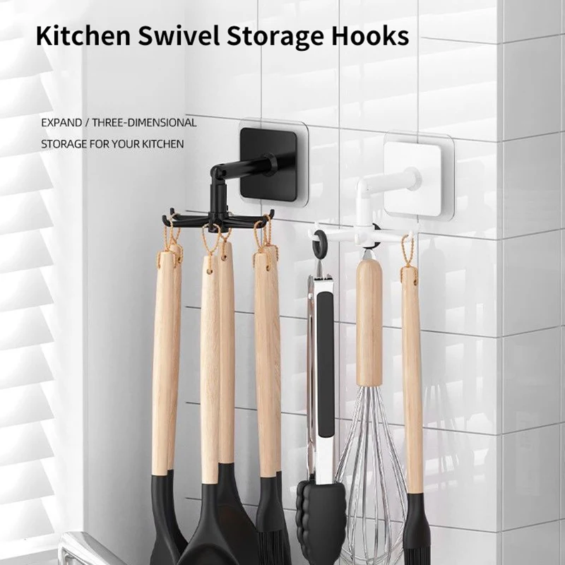 

Kitchen Hook Multi-Purpose Hooks 360 Degrees Rotated Rotatable Rack For Organizer And Storage Spoon Hanger For Kitchen Gadgets