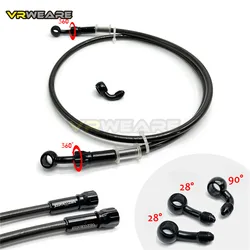 Manguera de freno de motocicleta, línea de freno trenzada de acero inoxidable con banjo giratorio de 360 grados, apta para ATV Pit Dirt Street Racing Bike