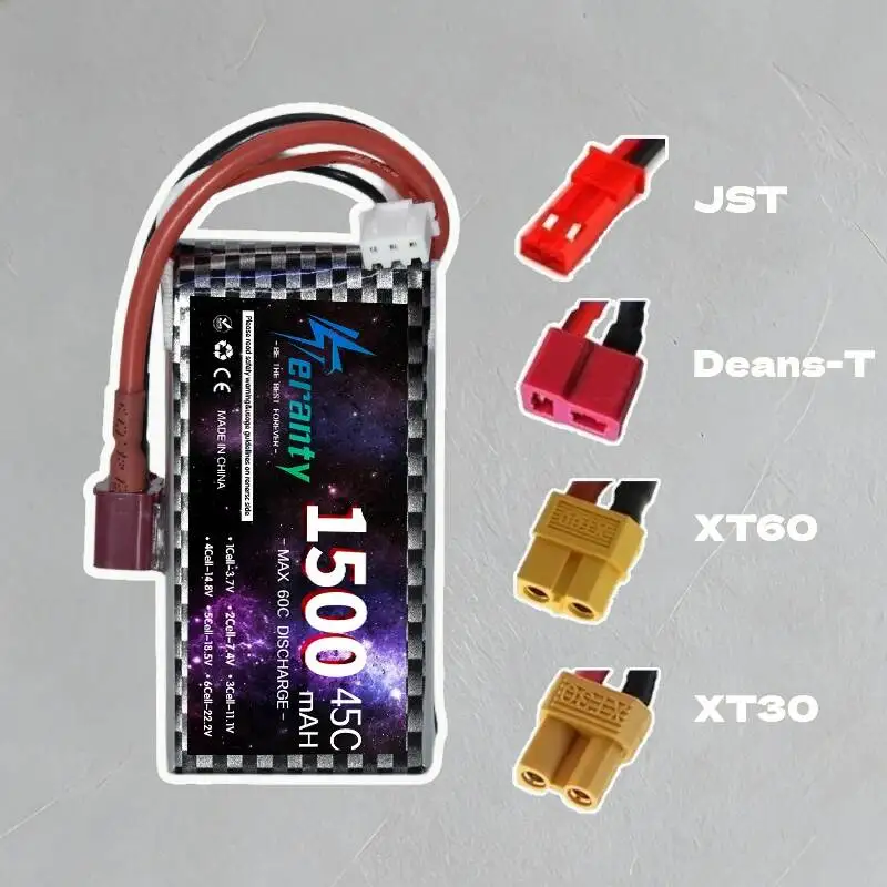 TERANTY 7.4V 1500mAh 2S Rechargeable LiPo Battery Pack for DIY Electronics RC Helicopter Boat RC Model Accessories Hobby Parts