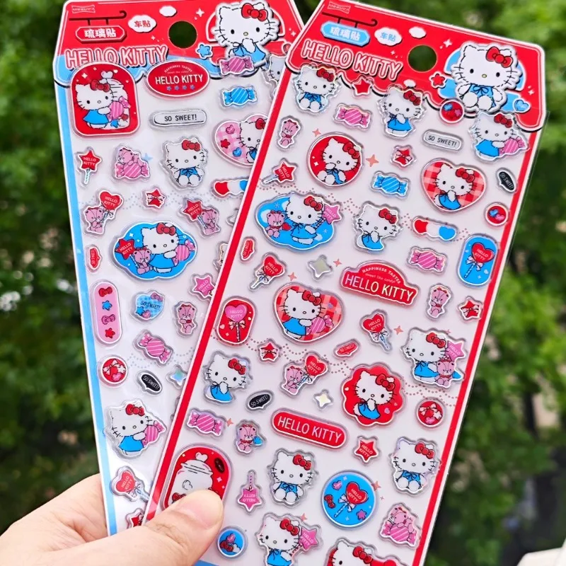 

3D Cartoon Sanrio Hello Kitty Relief Stickers Cute Glitter Phone Case Decoration Stickers DIY Handmade Notebook Album Decoratio