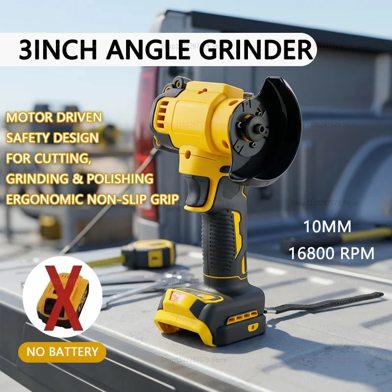 Cordless Angle Grinder 3 Inch Mini Polishing Grinding Machine Electric Cutting Power Tools Angle Grinder for 20V 18V Battery