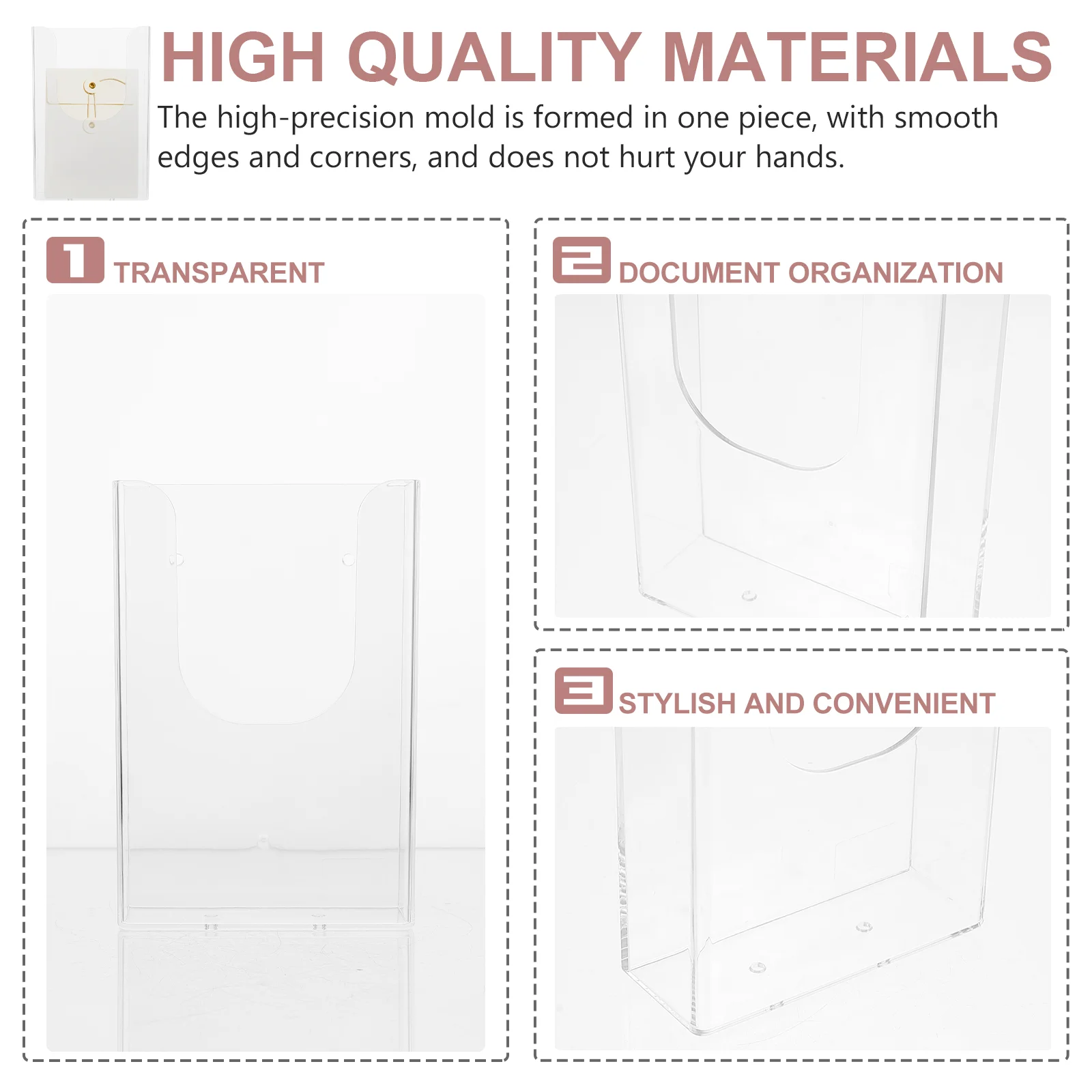 Wall-Mounted Document Rack Office File Clear Book Shelf Display Stand Documents Organizer Plastic Storage Crate