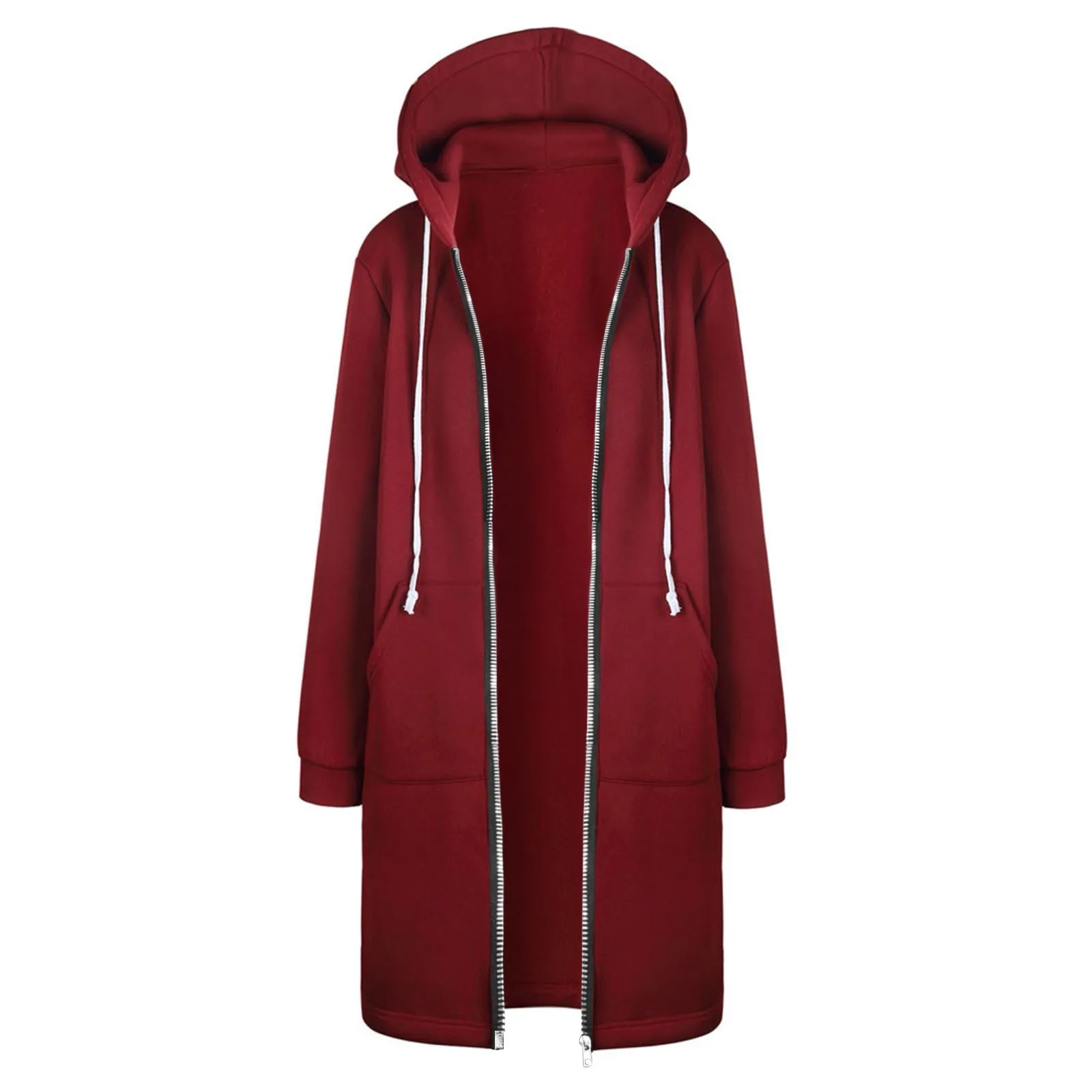 Autumn Winter Warm Women Zipper Hoodies Sweatshirt Long Oversized Hooded Sweatshirts Tops Female Zip Up Casual Hoodies