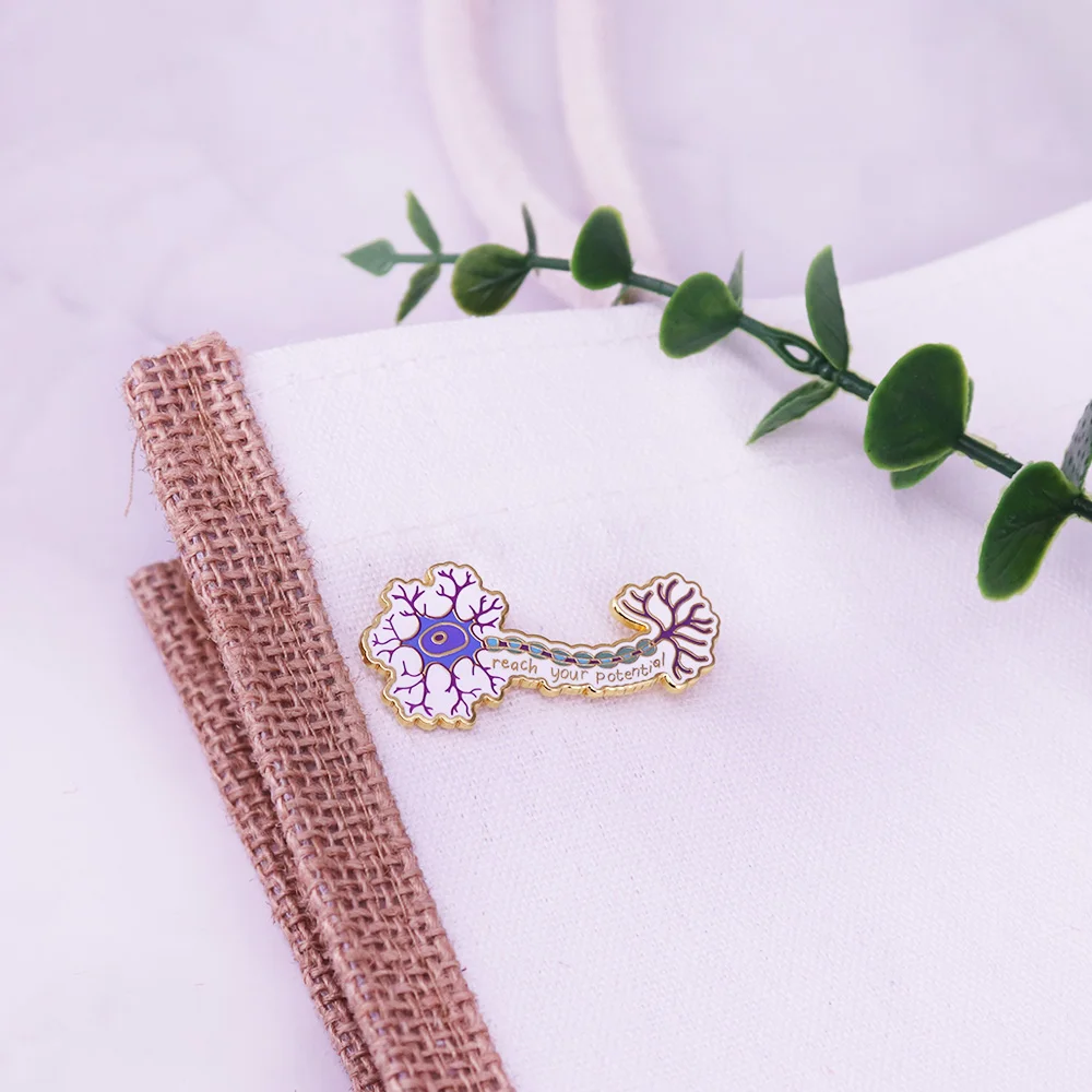 Neuron Reach Your Potential Enamel Nerve Cell Meme Brooch Jewelry Backpack Decorate Gifts for Biologists Neurologists - Image 3