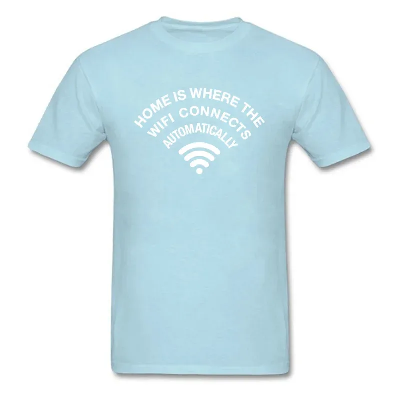 المهوس المنزل تي شيرت قصير الأكمام واي فاي التي شيرت الرجال تي شيرت كامل الصيف س الرقبة نسيج القطن مهندس تيز مضحك قائلا الملابس #2