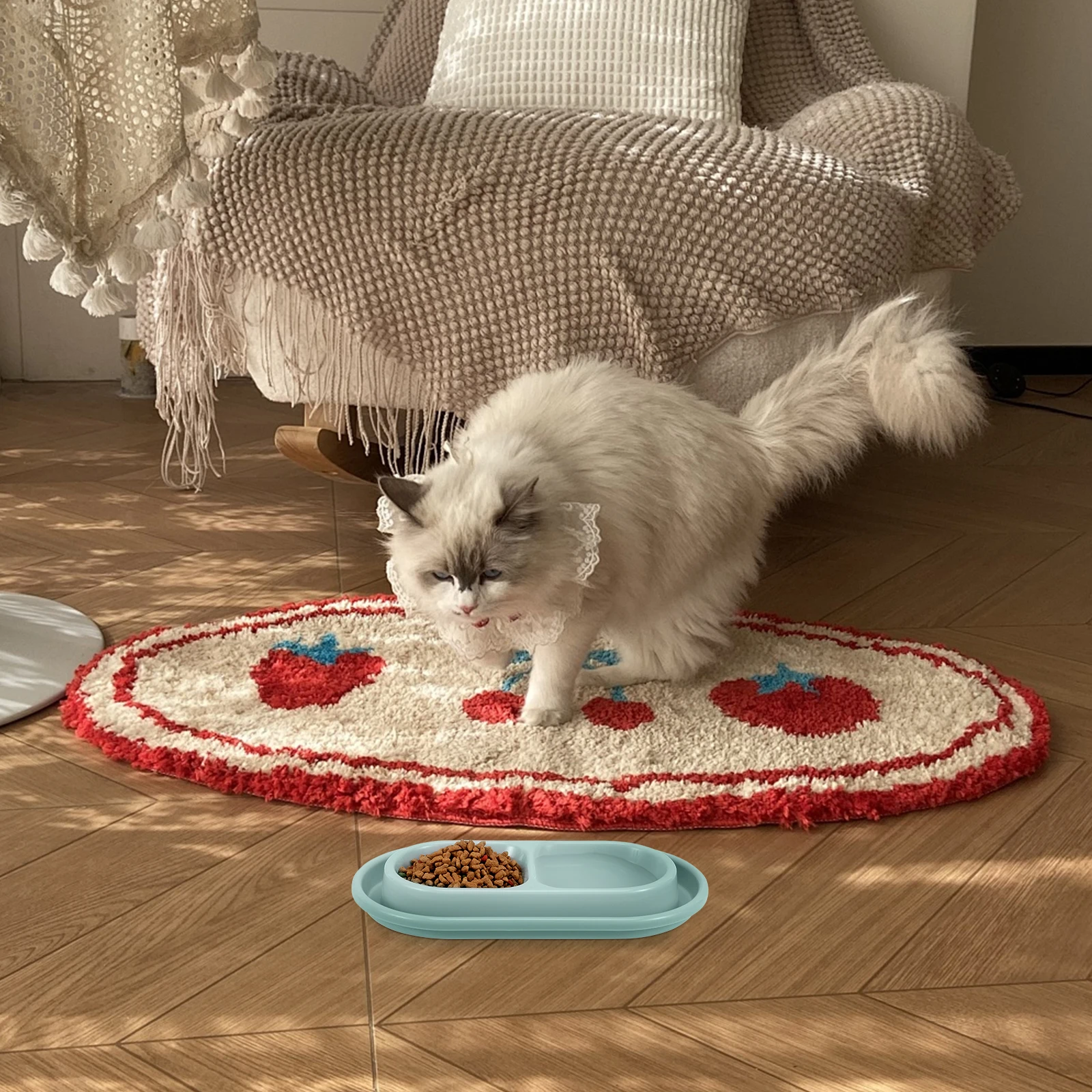 

Anti-ant Cat Bowl and Dog Bowls Proof Food Kitten Feeder Dish Blue Outdoor
