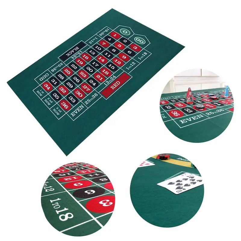 Tabletop Casino Felt Layout Double-sided Poker Game Mat For Texas Holdem Poker And Blackjack Professional Grade Roulette Game