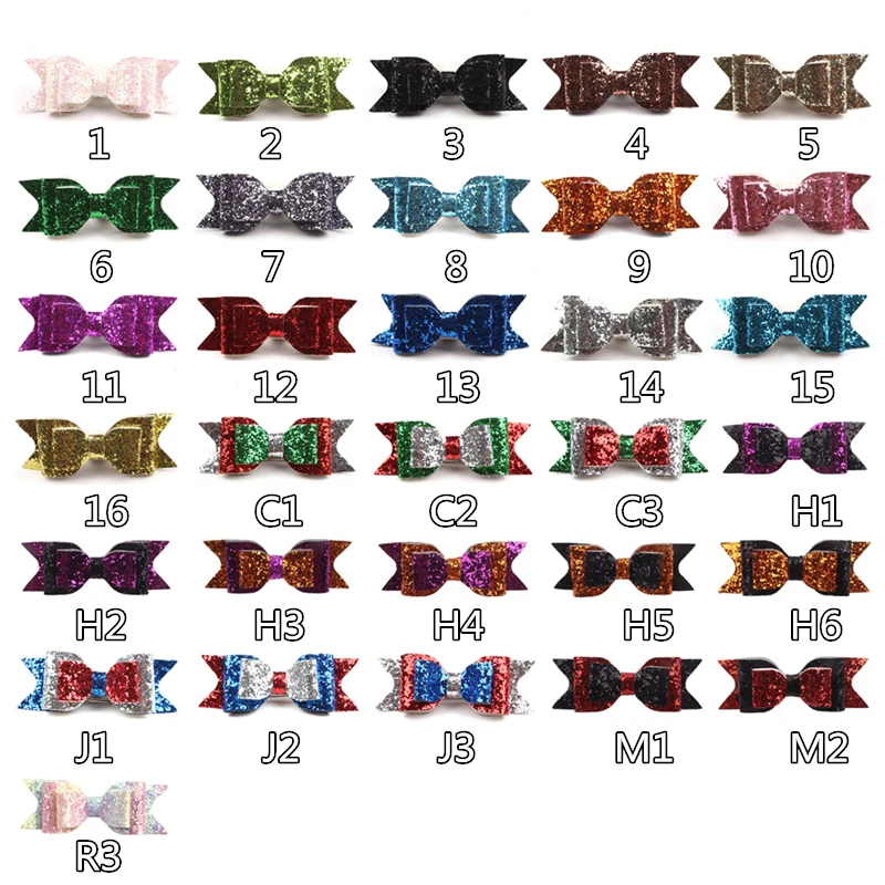 2Pcs/Set 5\'\' Boutique Hair Bow Clips Glitter Three Layer Hairbow Barrettes Dance Party Girls Hairpins Accessories