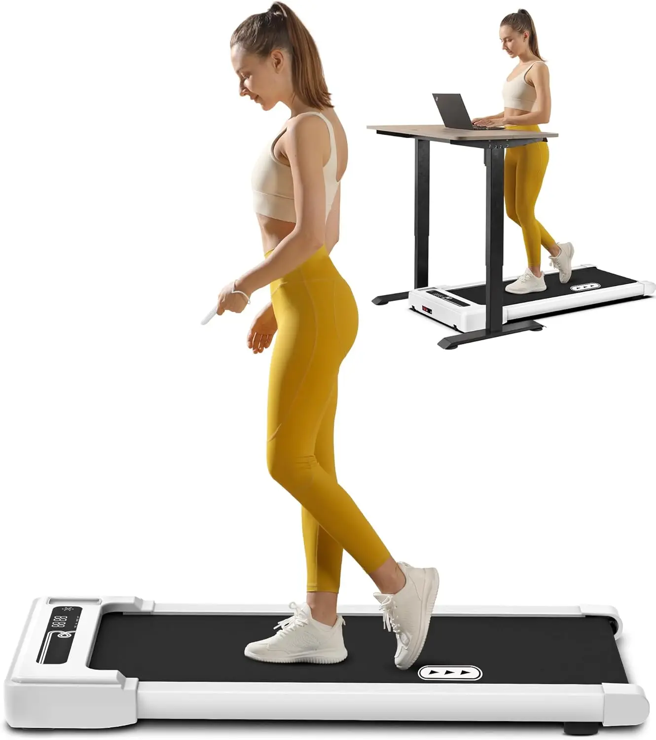 Walking Pad Treadmill Under Desk, Portable Mini Treadmill with Remote Control, 265lbs Max Weight, Installation-Free Jogging Mach