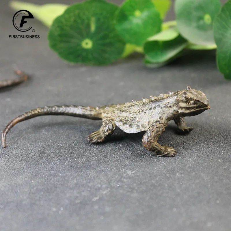 Pure Copper Lizard Statue Solid Animal Sculpture Desktop Ornament Antique Bronze Home Decorations Accessories Crafts Collection