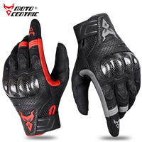 MOTOCENTRIC Leather Motorcycle Gloves Carbon Fiber Breathable Motorbike Motocross Gloves Touchscreen Cycling Bike Gloves Unisex