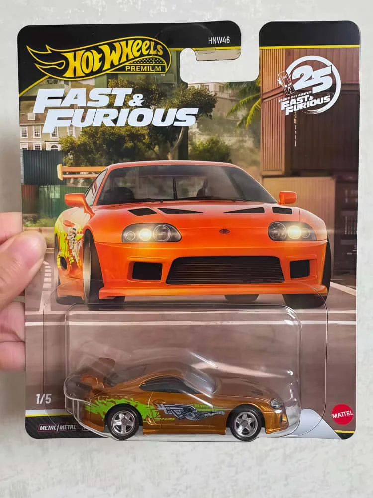 Auf Lager: Hot Wheels Premium Fast & Furious 25. Jubiläum Toyota Supra 1:64 Druckguss-Modellauto Sammlerstück Fahrzeugspielzeug