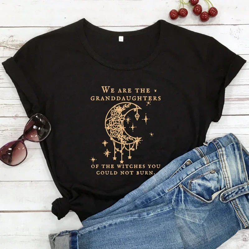 Y2k Short Sleeves T-shirt We Are The Granddaughters of The Witches You Could Not Burn Salem Witch Tops Women Graphic Witchy Tee