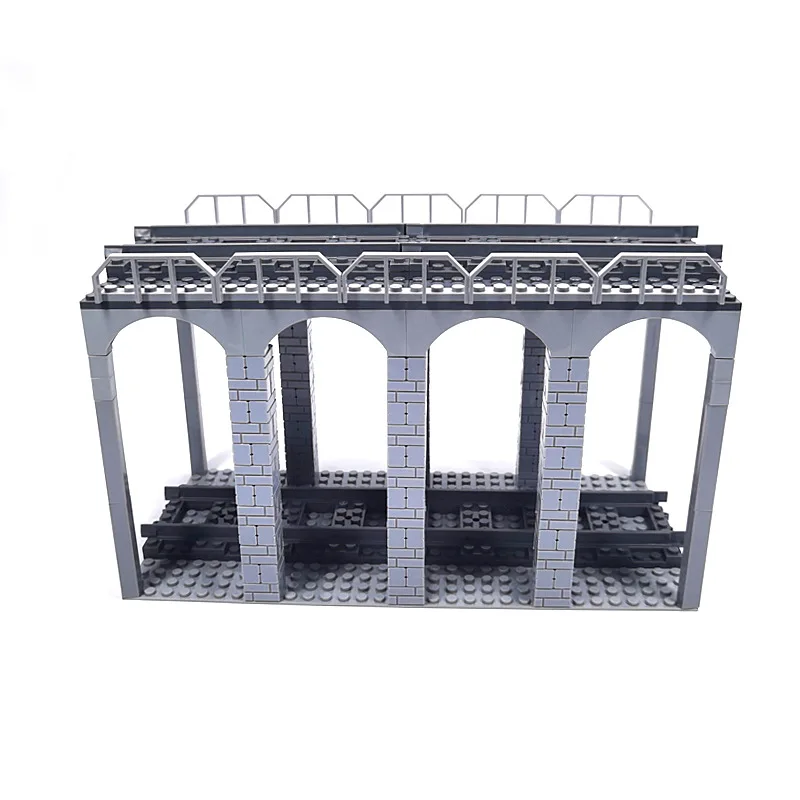 Building blocks MOC Train Bridge Railway Viaduct Double bridge track Boy small particle assembling blocks