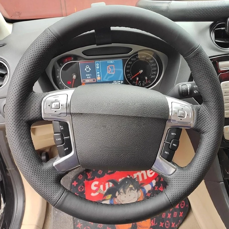 

For Ford Mondeo 2007-2014 Galaxy 2006-2015 S-Max 2006-2014 Hand Braid Car Steering Wheel Cover Protector Perforated Leather Trim