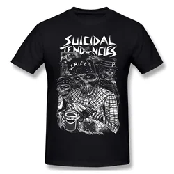 Camisetas divertidas de algodón con estampado de tendencia suicida para hombres, ropa de calle punk, moda