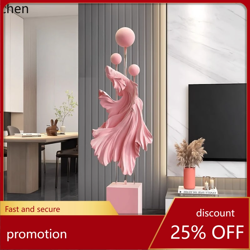ZML Flocked Betta Fish Living Room Sofa TV Cabinet Floor Sculpture
