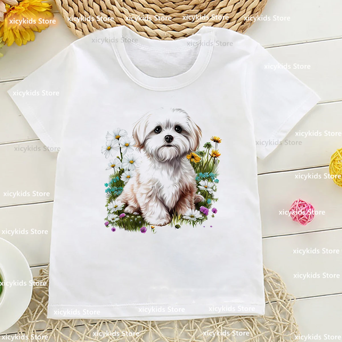 T-Shirt Hot Boys/Girls Cute Maltese Dog, Hutchison Dog Animal Print Kids Tshirt Fashion Baby T-Shirt Boys/Girls Unisex Clothes