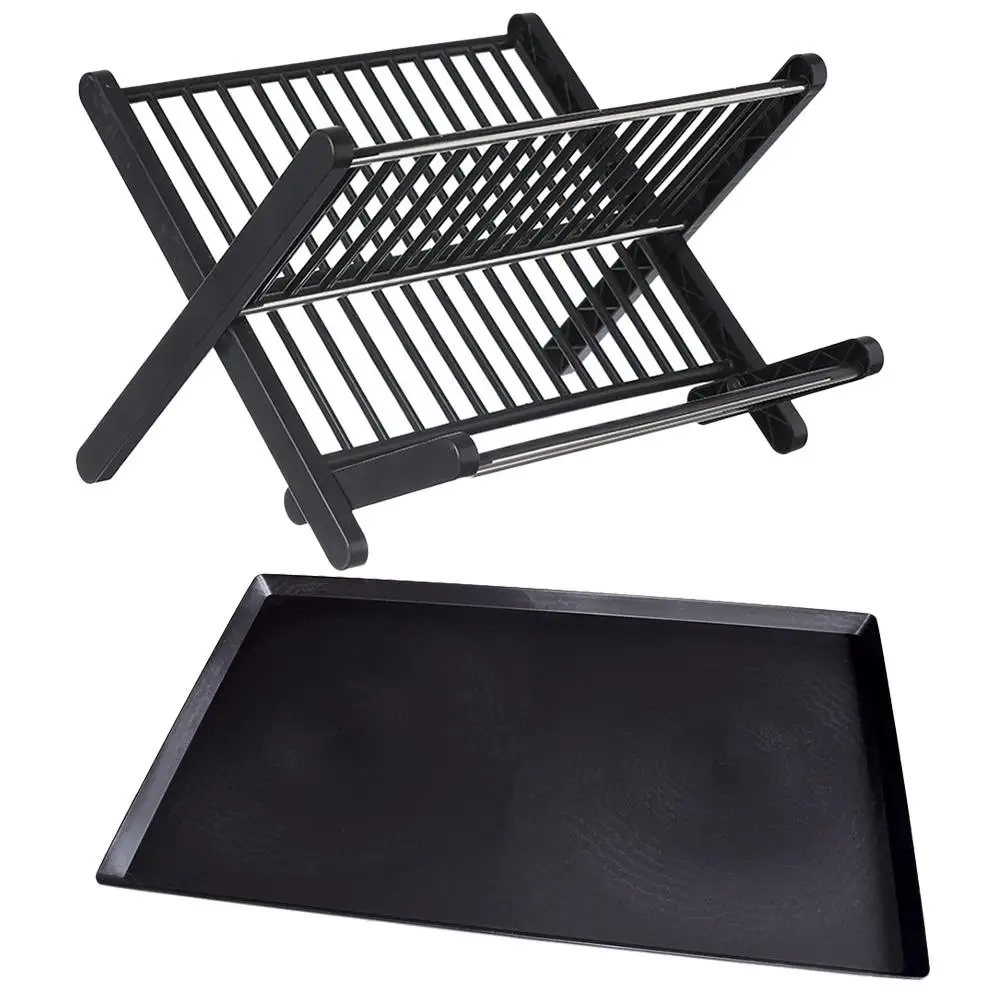 

Large Capacity Foldable Kitchen Bowl Dish Rack White Drainer Storage Shelf With Tray For Dishes Tableware Small Space Saving