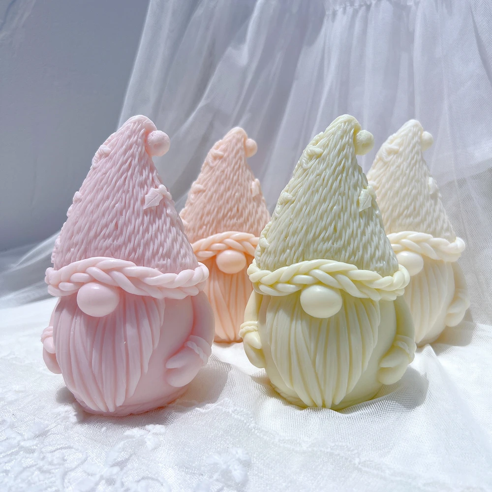 Knitted Christmas Gnome Candle Mold Soy Wax Silicone Mould Christmas Home Resin Decor Dinner Cake Silicone Mold