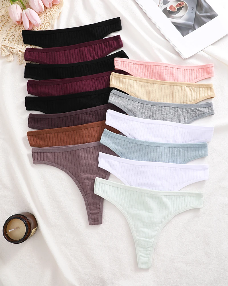 FINETOO 15Pcs/Set Cotton Panties G-String Women Panties Sexy Underwear Female Lingerie Thong Briefs for Woman Intimate Pantys