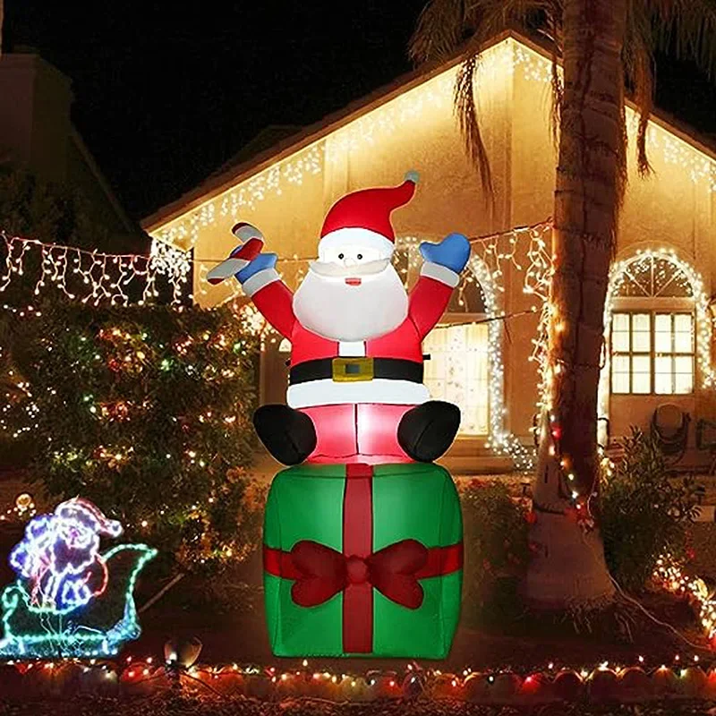 

1.8m Inflatable Santa Claus Christmas Decoration Lights Outdoor Lineup Christmas Decoration Home Garden Yard Props