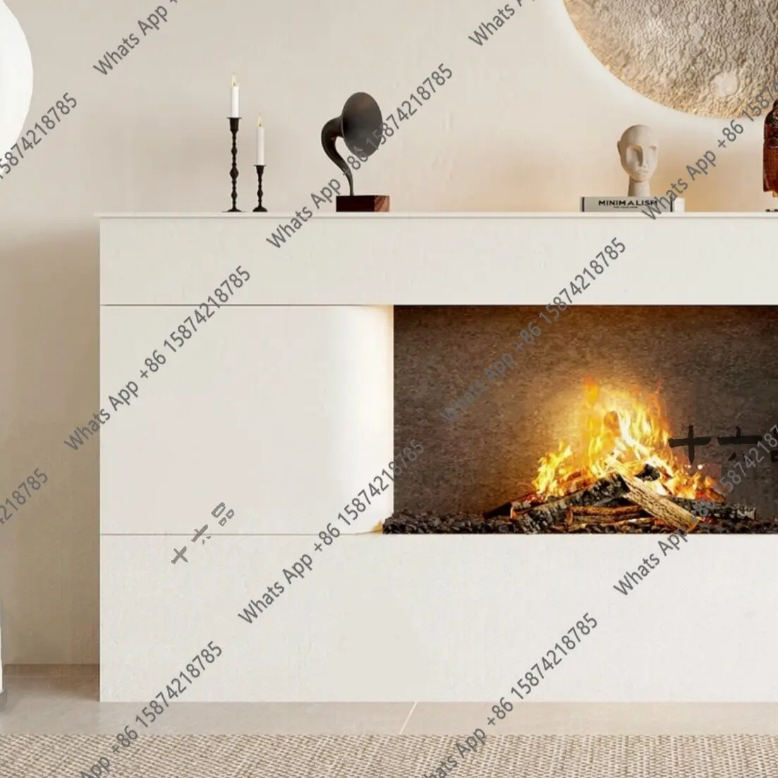 European style medieval fireplace French modern designer fireplace cabinet living room background wall decorative cabinet