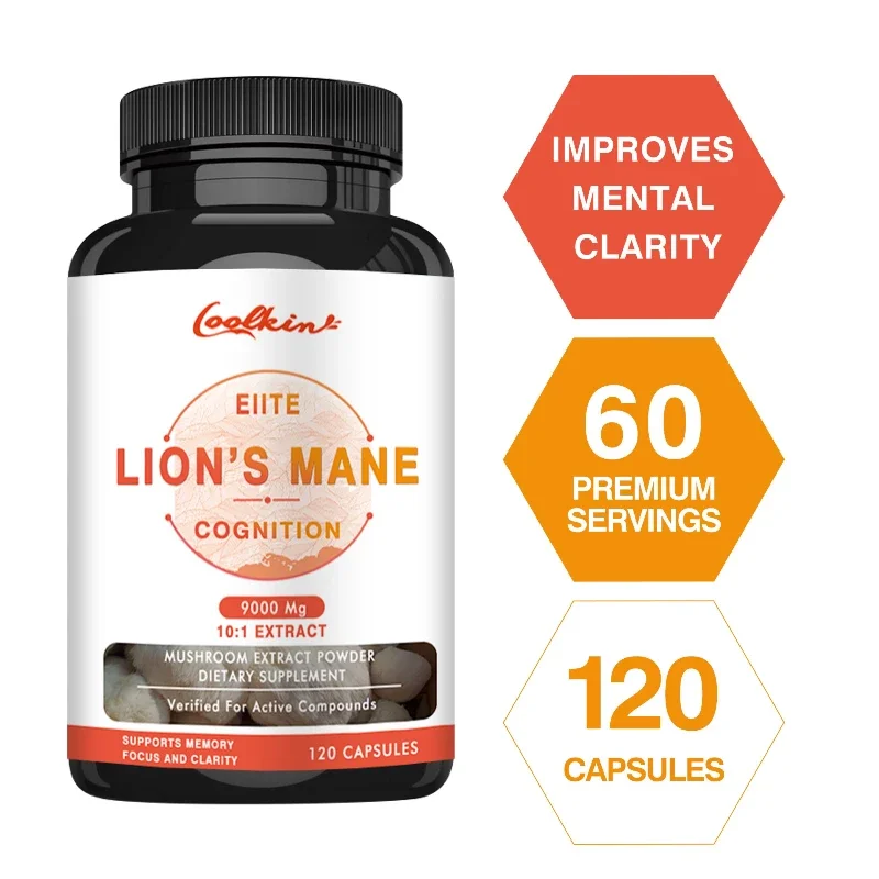 Lion's Mane Mushroom Capsules - Supports Brain Health, Cognitive Function, Improves Mental Clarity, and Enhances Memory