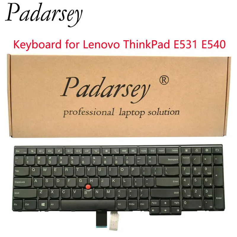 Padarsey Laptop Replacement Notebook US Keyboard for Lenovo ThinkPad E531 E540 Laptop No Backlight (4 Fixing Screws)