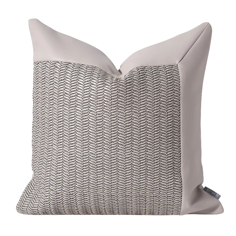 Modern light luxury rice grey splice pillow cushion hotel living room bedroom bed pillow restaurant winery seat back bag woven p