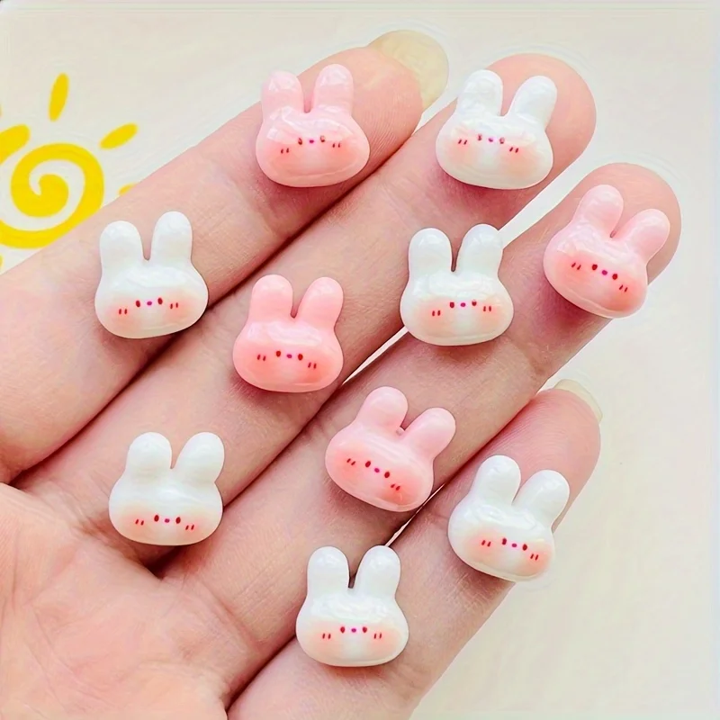 30pcs of Cartoon Glossy Mini Bunny Resin Jewelry, Kawaii Art Nail Decoration Patches, Suitable for DIY Crafts, Hair Clips, Headb