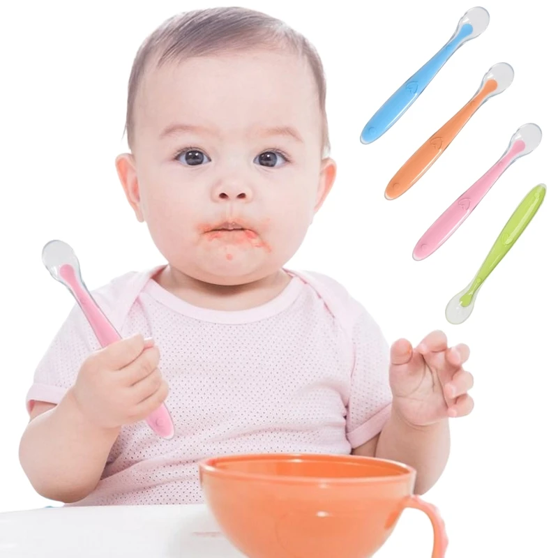 Baby Silicone Spoon Soft Head Soup Spoon Baby Training Spoon Children's Tableware Cartoon Silicone
