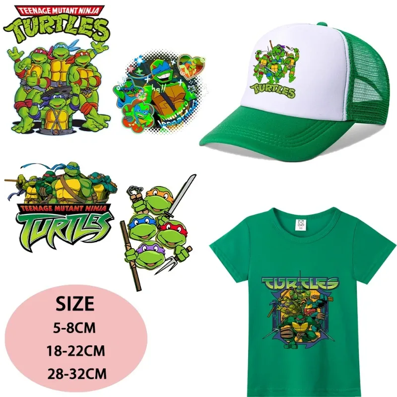 Teenage Mutant Ninja Turtles Iron on Patches Washable Heat Thermal Transfer Stickers Anime Cartoon Pattern DIY Clothes Hat Gifts