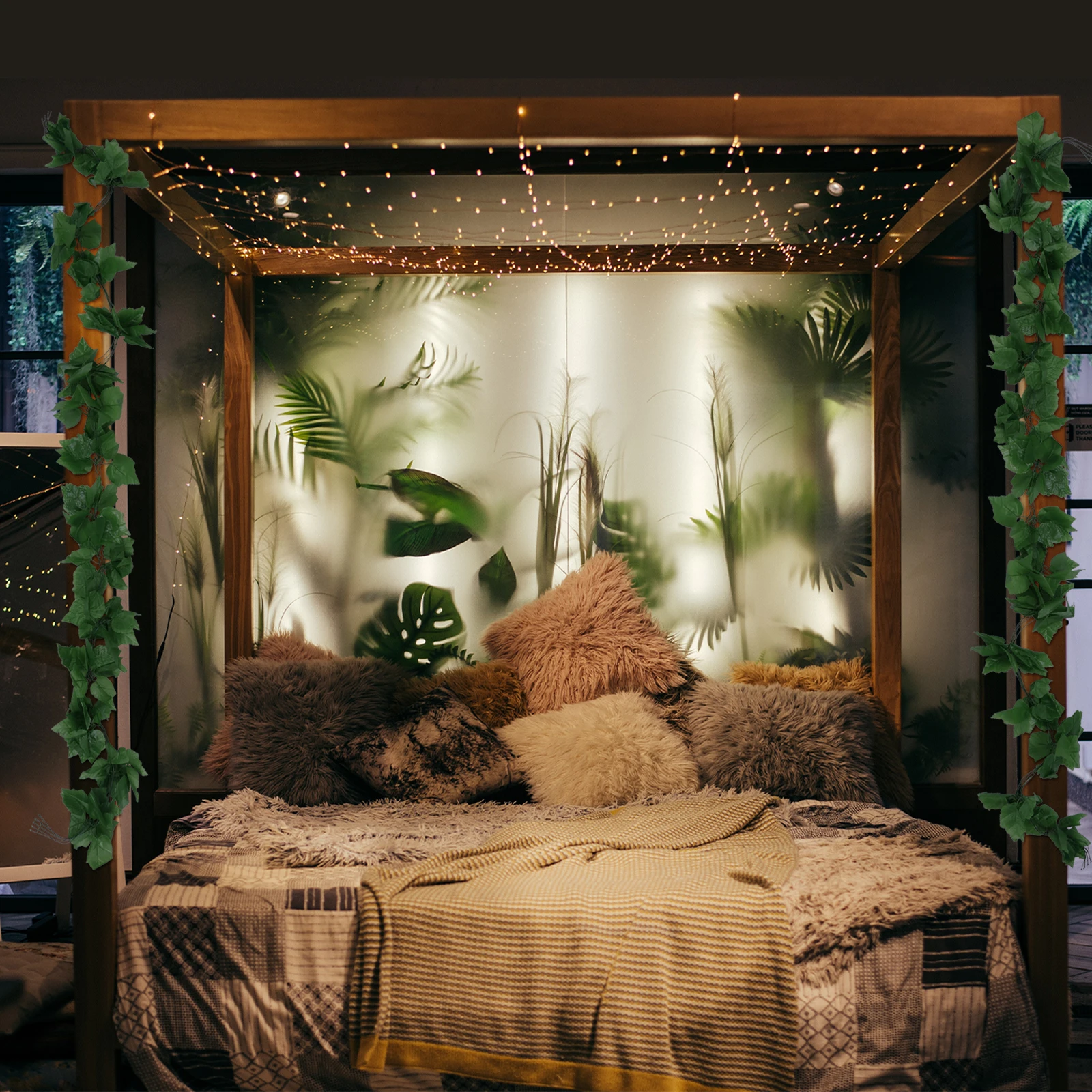5 uds decoración de boda hojas de uva artificiales enredaderas corona decoraciones falsas verdes